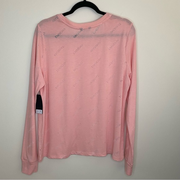 NWT Bebe Sport Burnout Women’s Large Rose Cloud Long Sleeve Tee - Picture 2 of 12